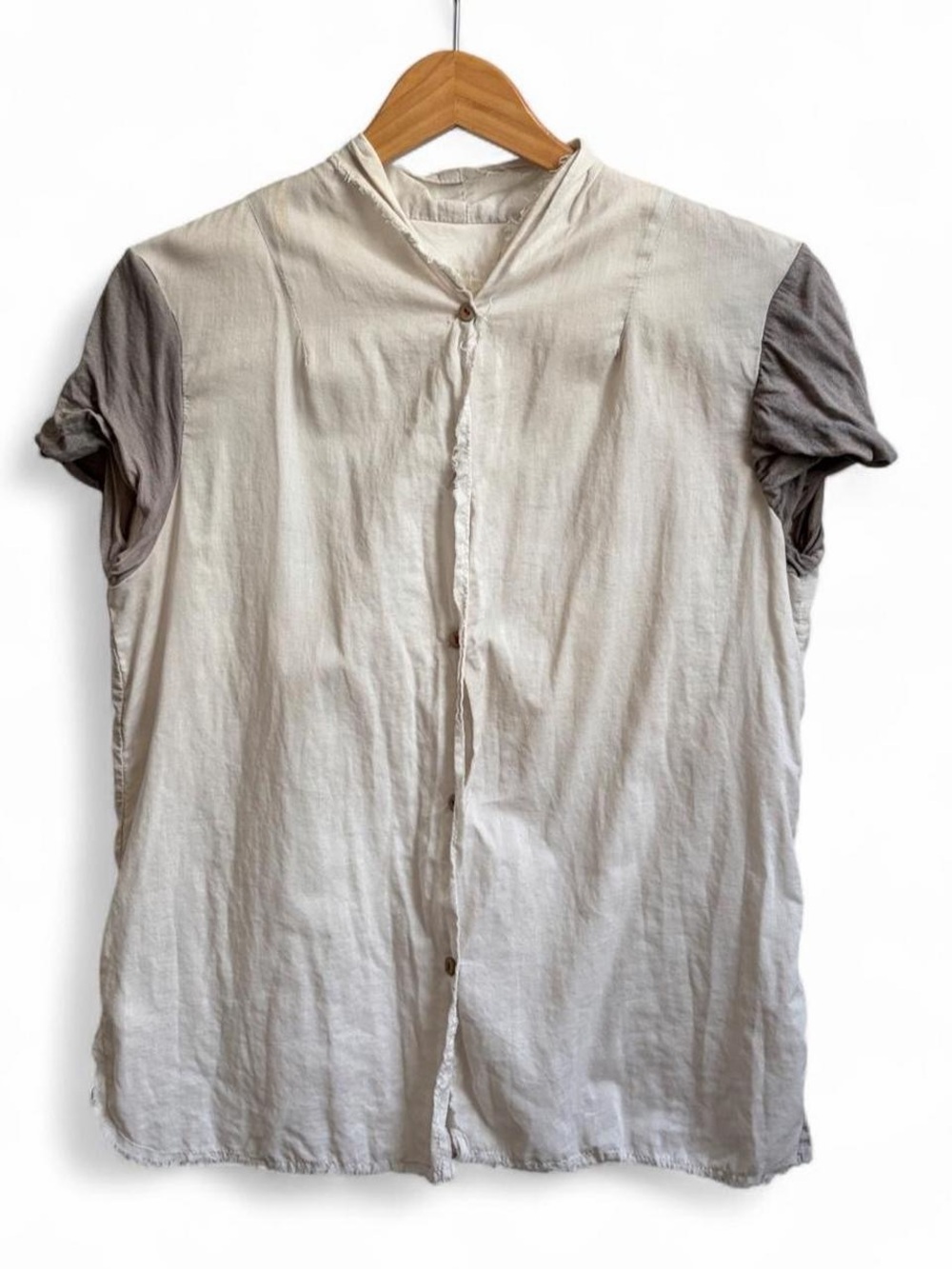 H+ Hannoh Wessel Cuff Sleeve Button Up Womens Sz 44 Two Tone Tunic